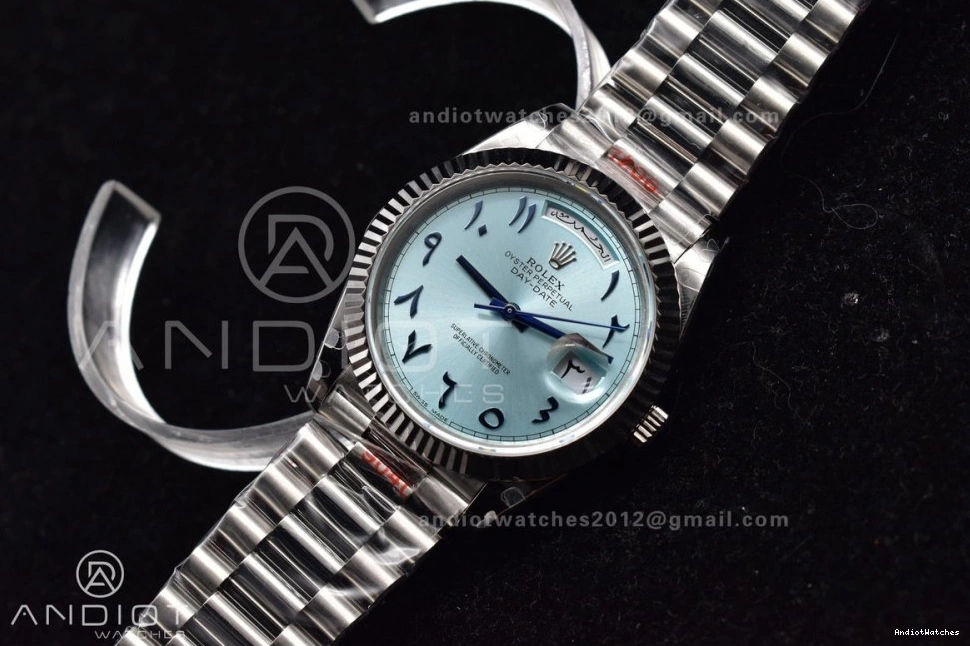 Dial Steel on SS Bracelet V President Arabic GMF 904L Markers A3255 Iced DayDate 40 Blue Cozy 710 0712